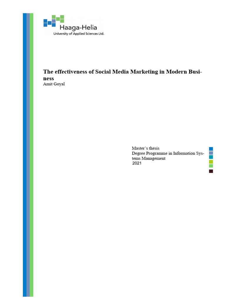The Effectiveness of Social Media Marketing in Modern Business Goyal ...