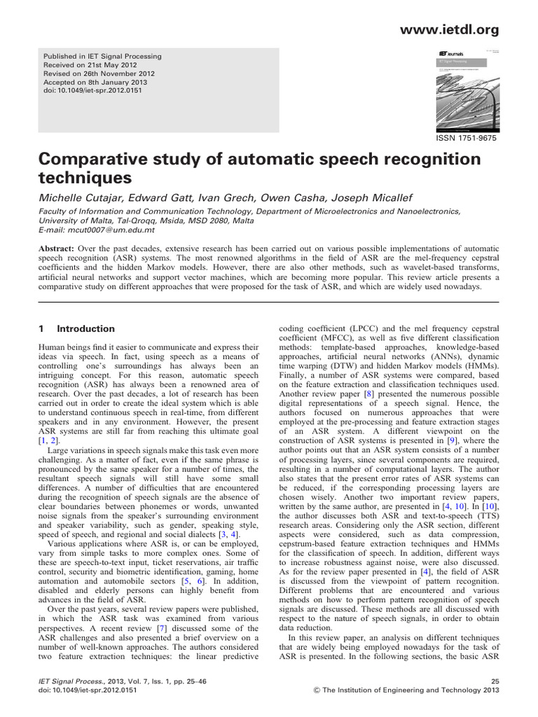 IET Signal Processing - 2013 - Cutajar - Comparative Study of Automatic ...