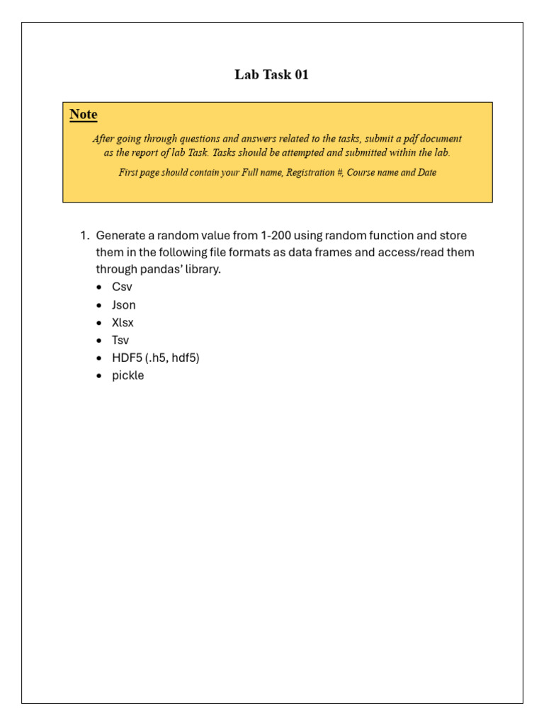Lab Task 01 Machine Learning Pdf