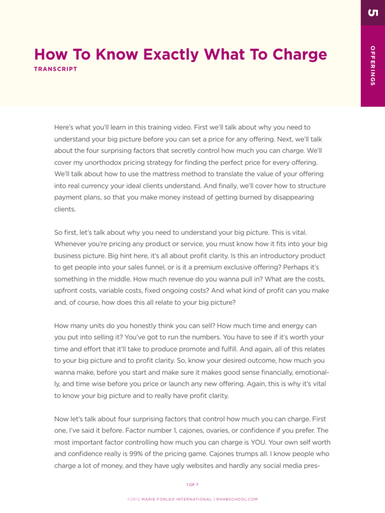 Know What To Charge Transcript | PDF