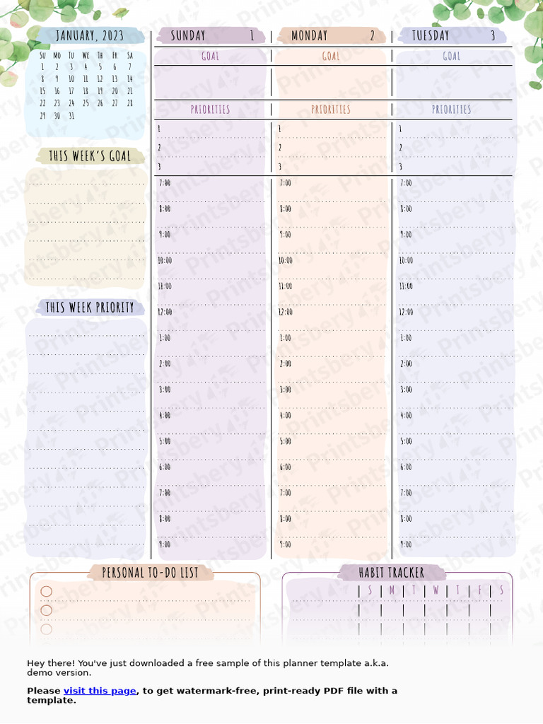 Botanical Weekly Planner Dated-A4 | PDF