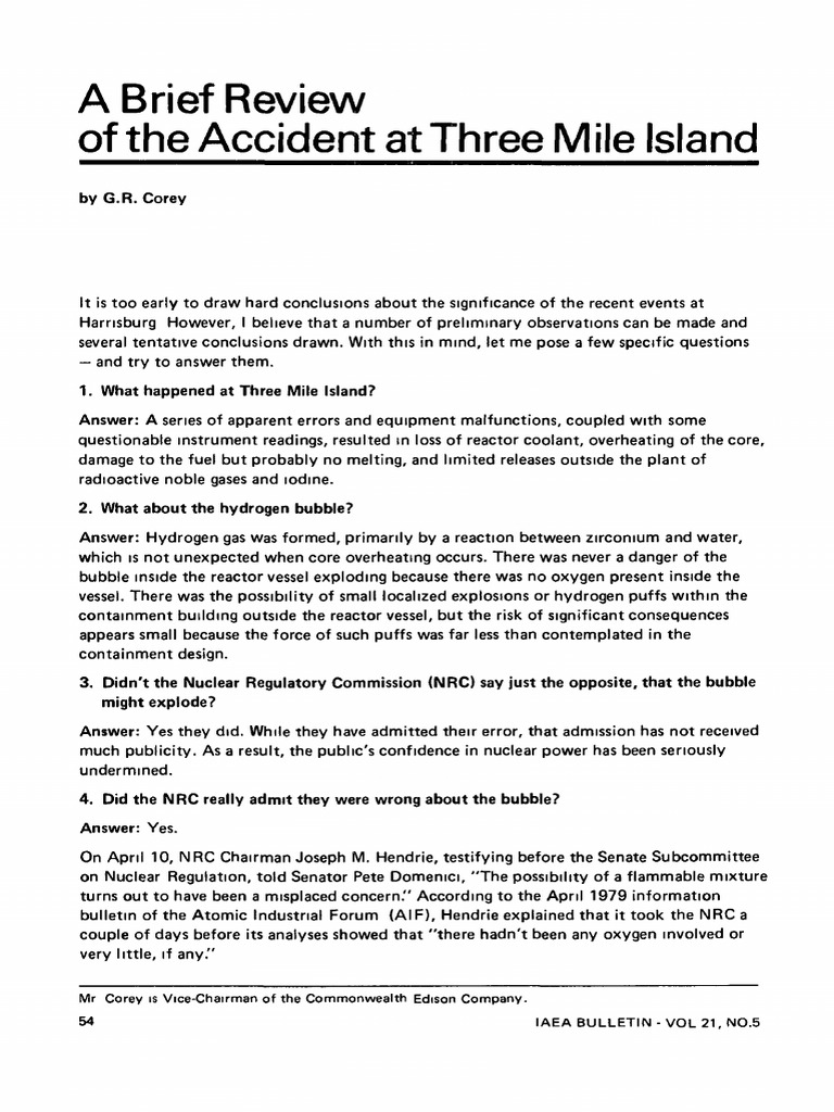 Usa Three Mile Island Incident | PDF