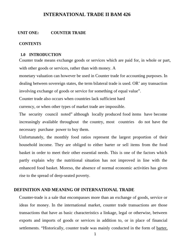 Understanding Counter Trade in International Trade | PDF | Banks ...