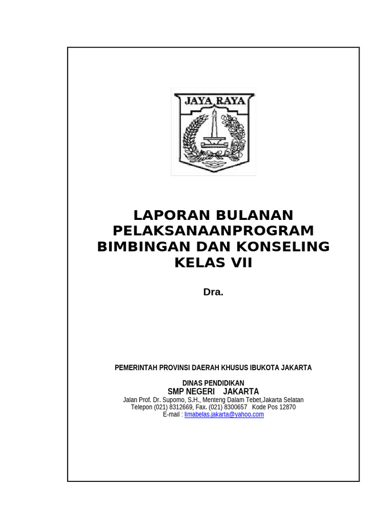 Laporan bulanan program bk pdf
