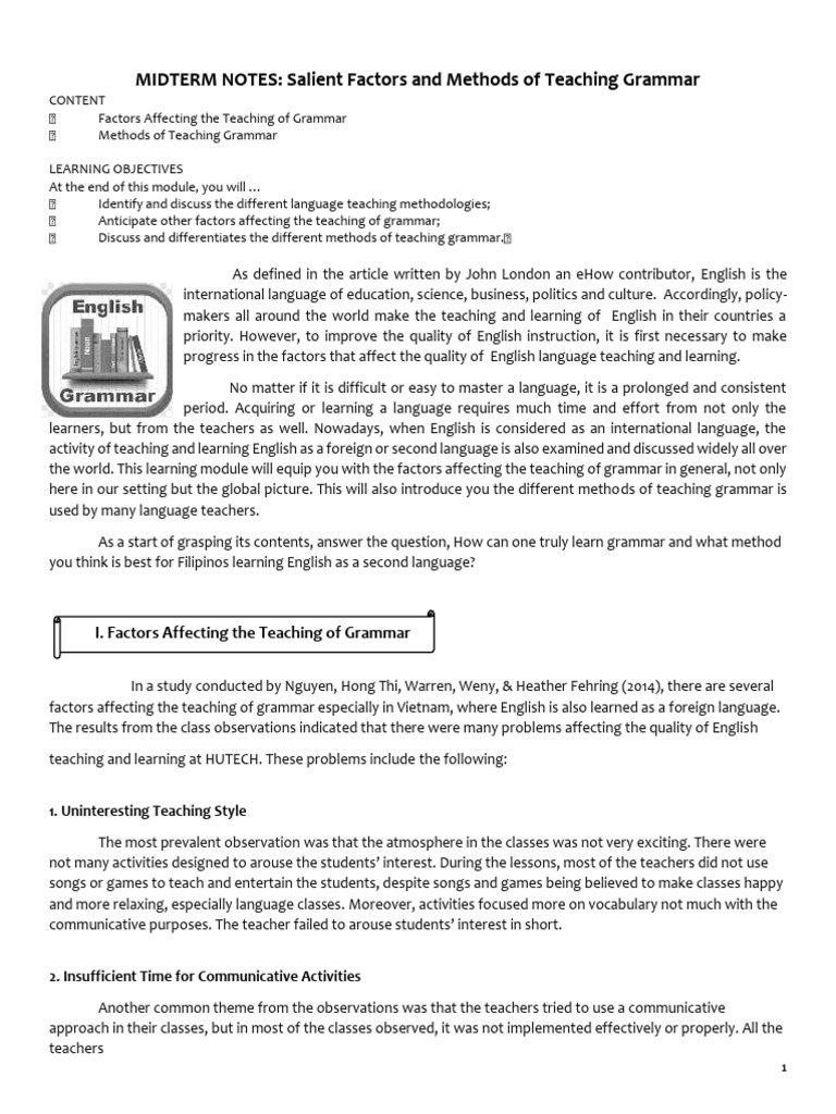 Midterm Notes Elt 4 | PDF