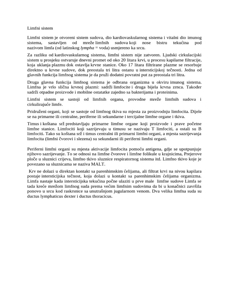 Limfni Sistem Anatomija | PDF