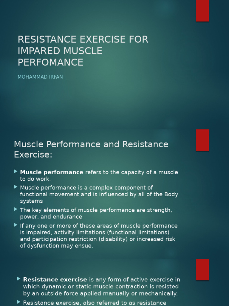 RESISTANCE EXERCISE FOR IMPARED MUSCLE PERFOMANCE (Autosaved) | PDF