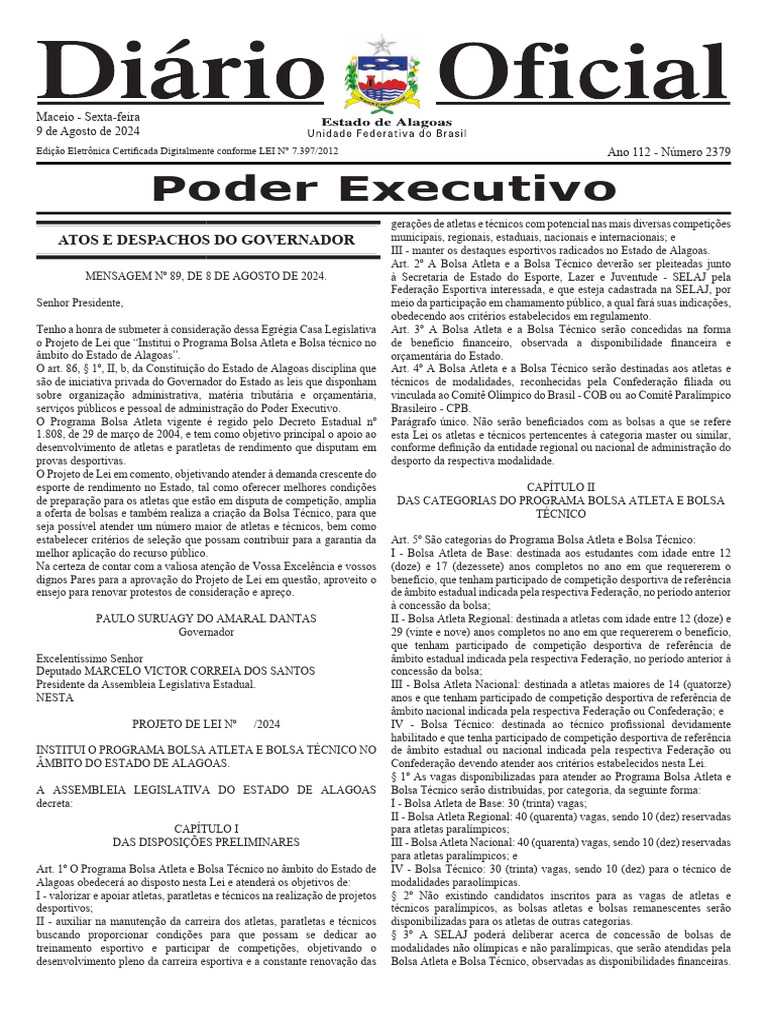 Poder Executivo: Atos E Despachos Do Governador | PDF