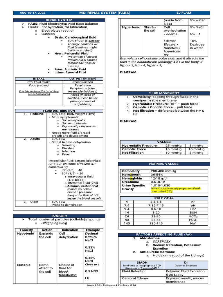 Renal Fabs - Intensive MedSurg | PDF