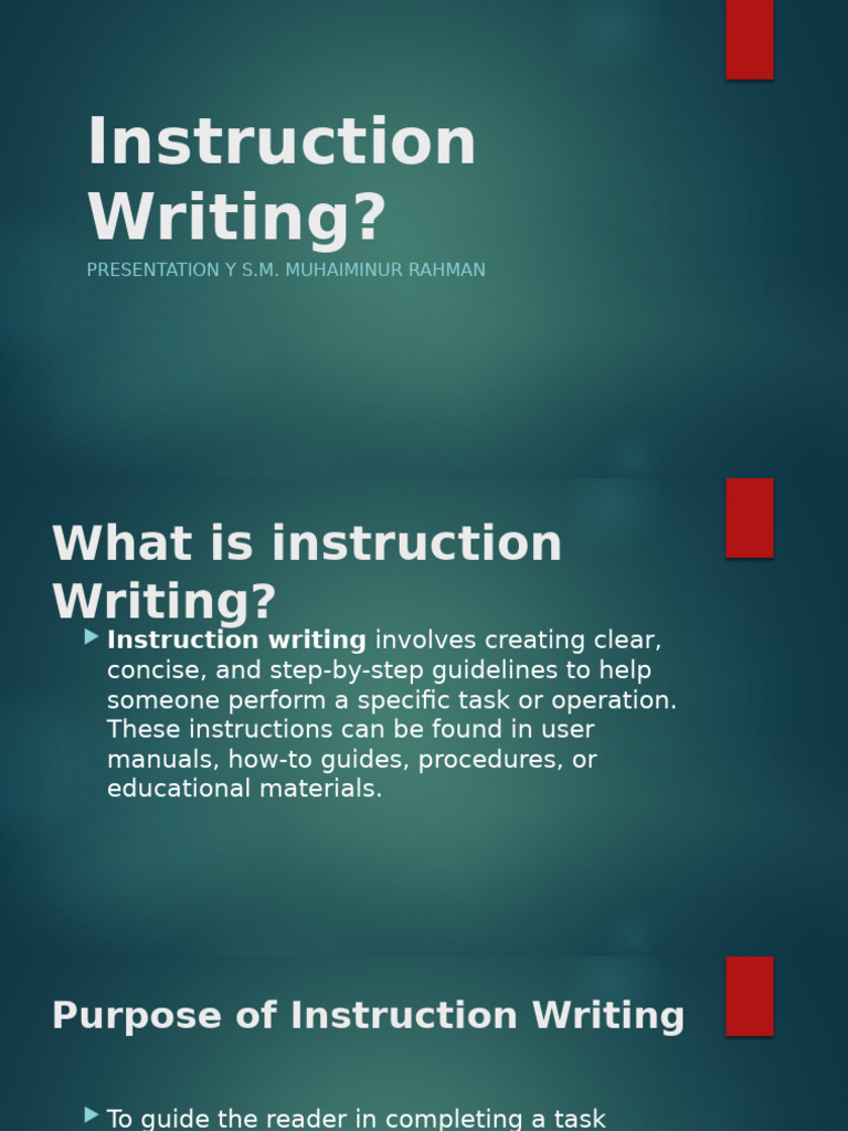 Instruction Writing | PDF