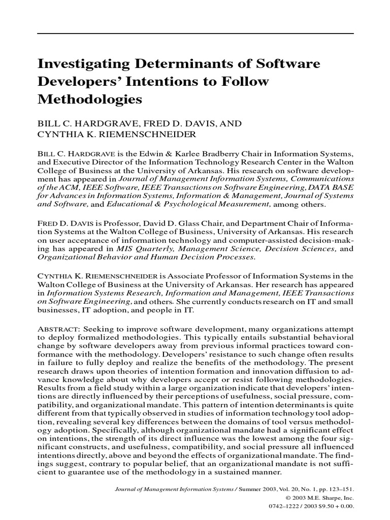 2003-Hardgrave - Investigating Determinants of Software Developers ...