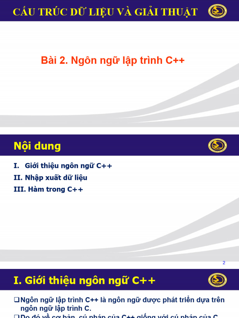 Bai 2 - Basic C++ - Data Structure and Algorithms | PDF