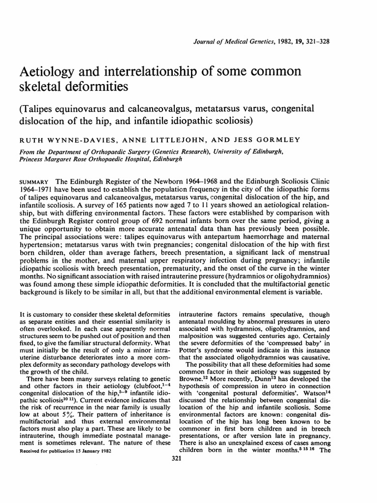 Aetiology and Interrelationship Skeletal Deformities: Some Common | PDF