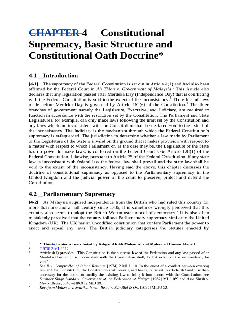 CHAPTER 4 (Constitutional Supremacy, Basic Structure and Constitutional ...