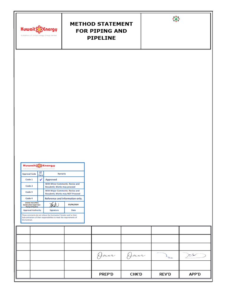Method Statement for Pipeline Installation | PDF | Pipe (Fluid ...