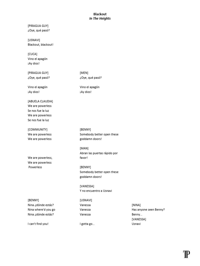 In The Heights Blackout Pdf