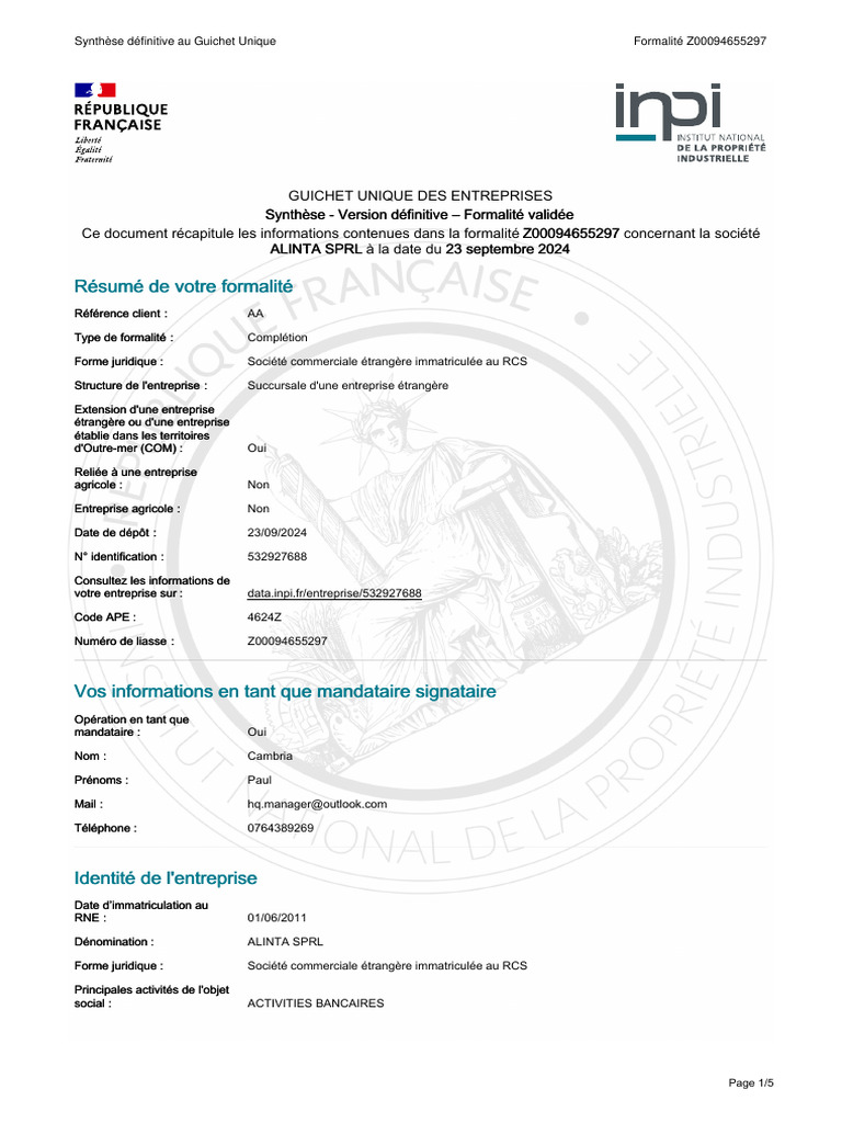 Fedsic Extract Rcs | PDF