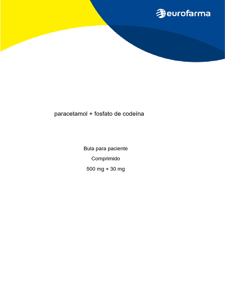 Bula Paracetamol Fosfato de Codeina | PDF | Analgésico | Relaciones ...