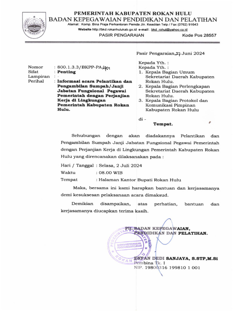Informasi Acara Pelantikan | PDF