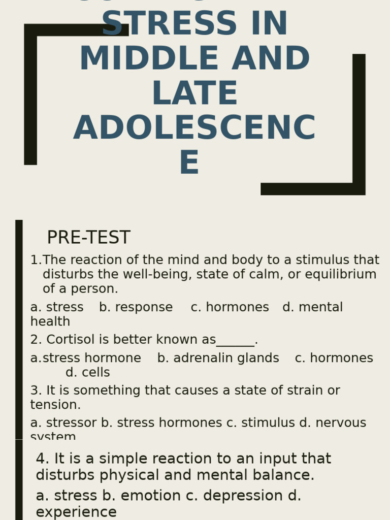 Coping With Stress in Middle and Late Adolescence | PDF