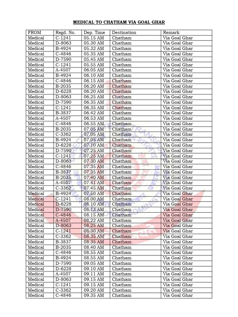 All Private Bus Time Schedule | PDF