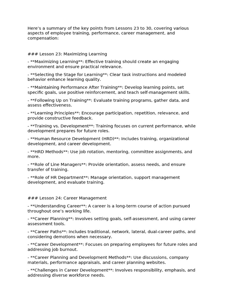 MGT501 Key Points From Lessons 23 To 30 | PDF