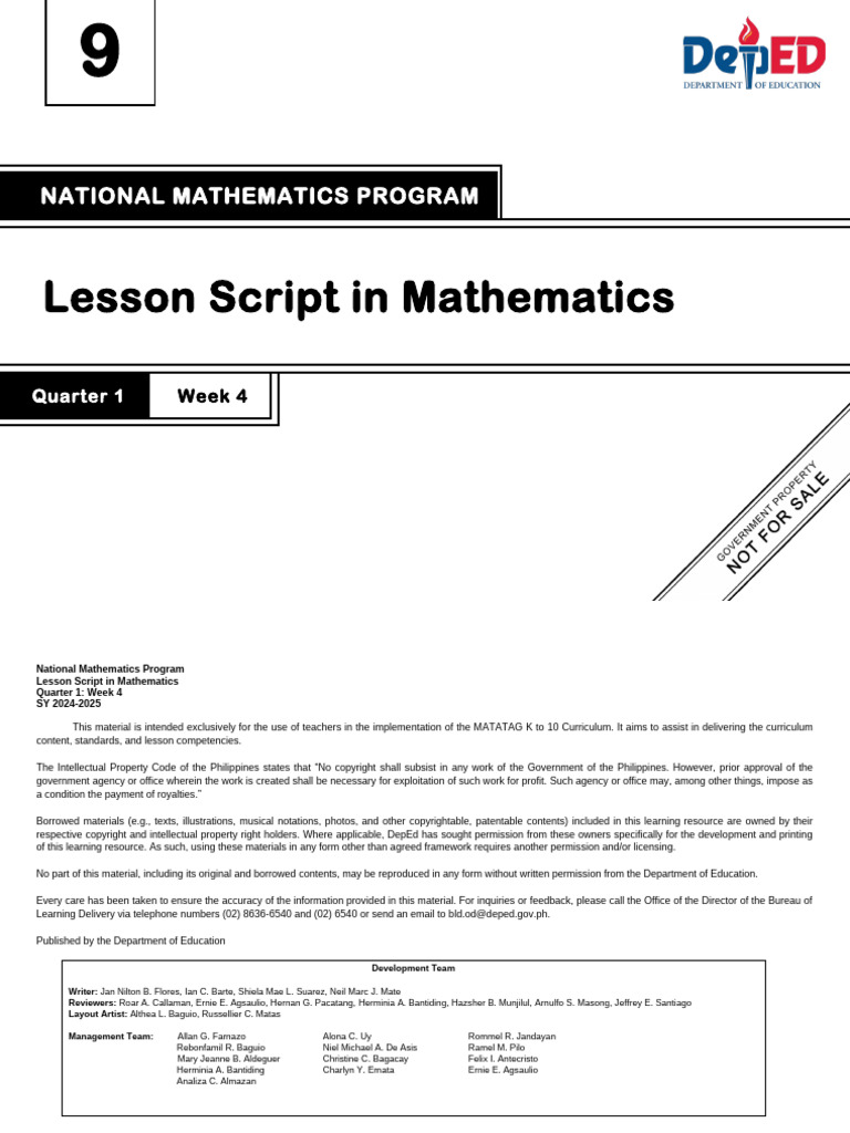 Lesson Script in Mathematics | PDF