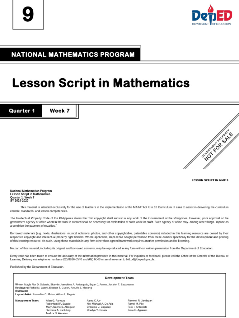 Lesson Script in Mathematics | PDF