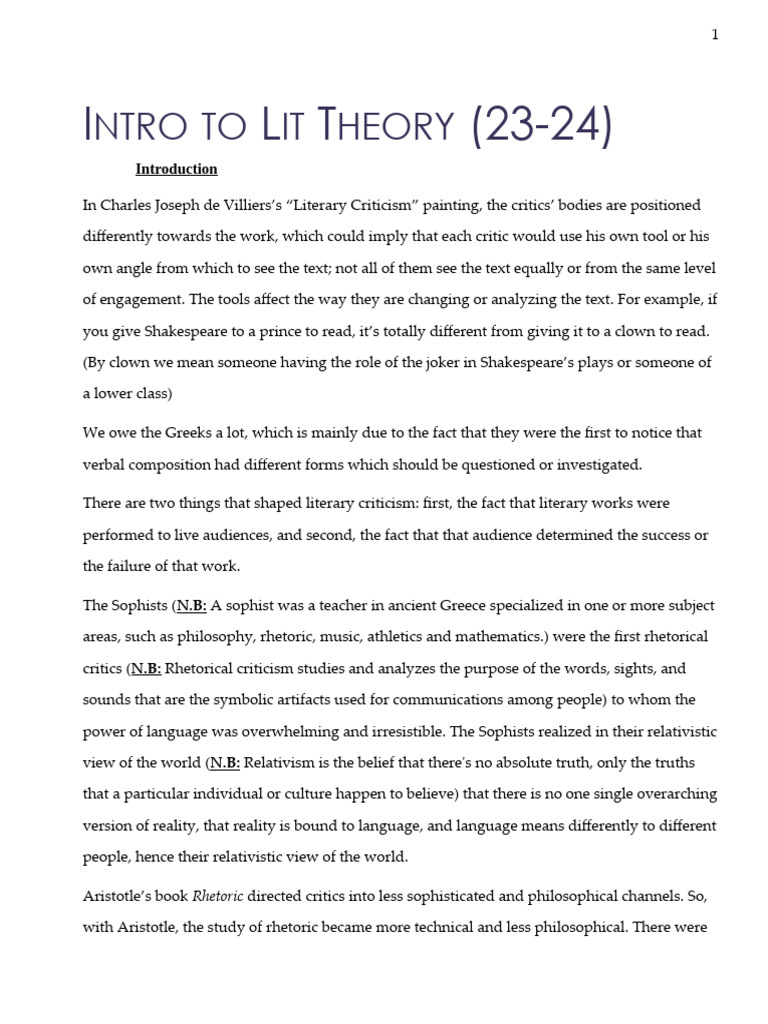 Intro To Lit Theory (23-24) | PDF