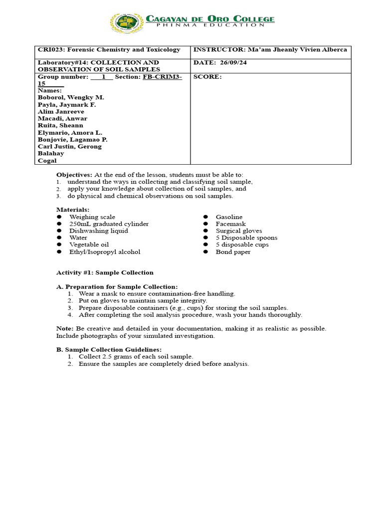 Laboratory 14 Soil Analysis Pdf