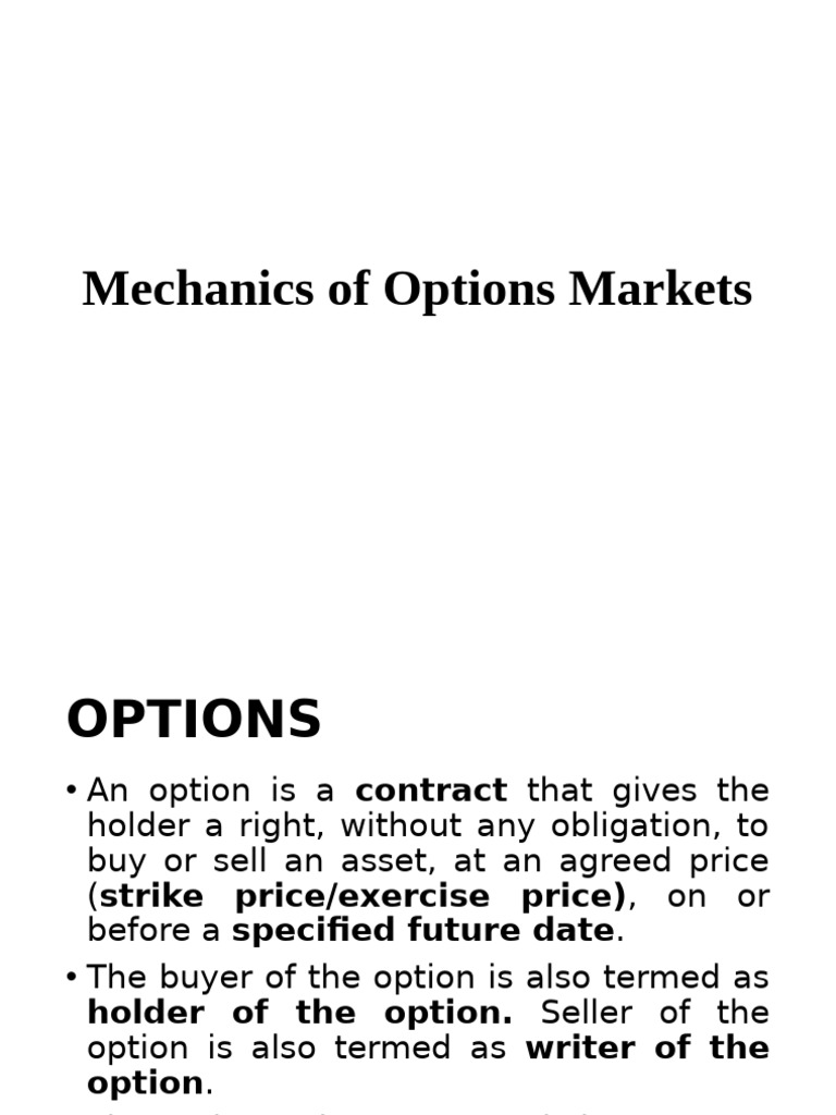 Mechanics of Options Markets | PDF