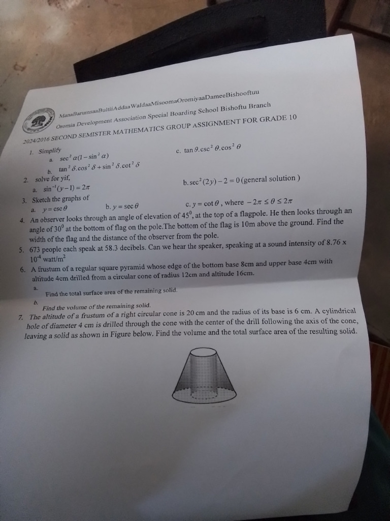 Second Sem Math Assignment Grade 10 | PDF