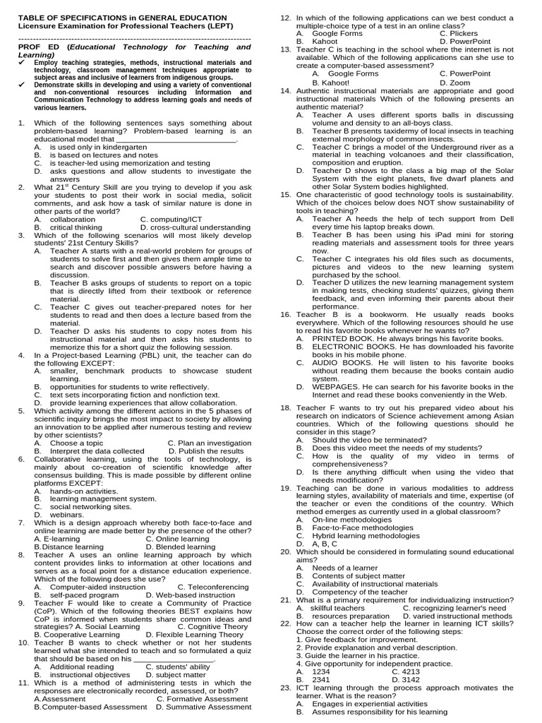 Educational Technology For Teaching And Learning 1 175 Pdf