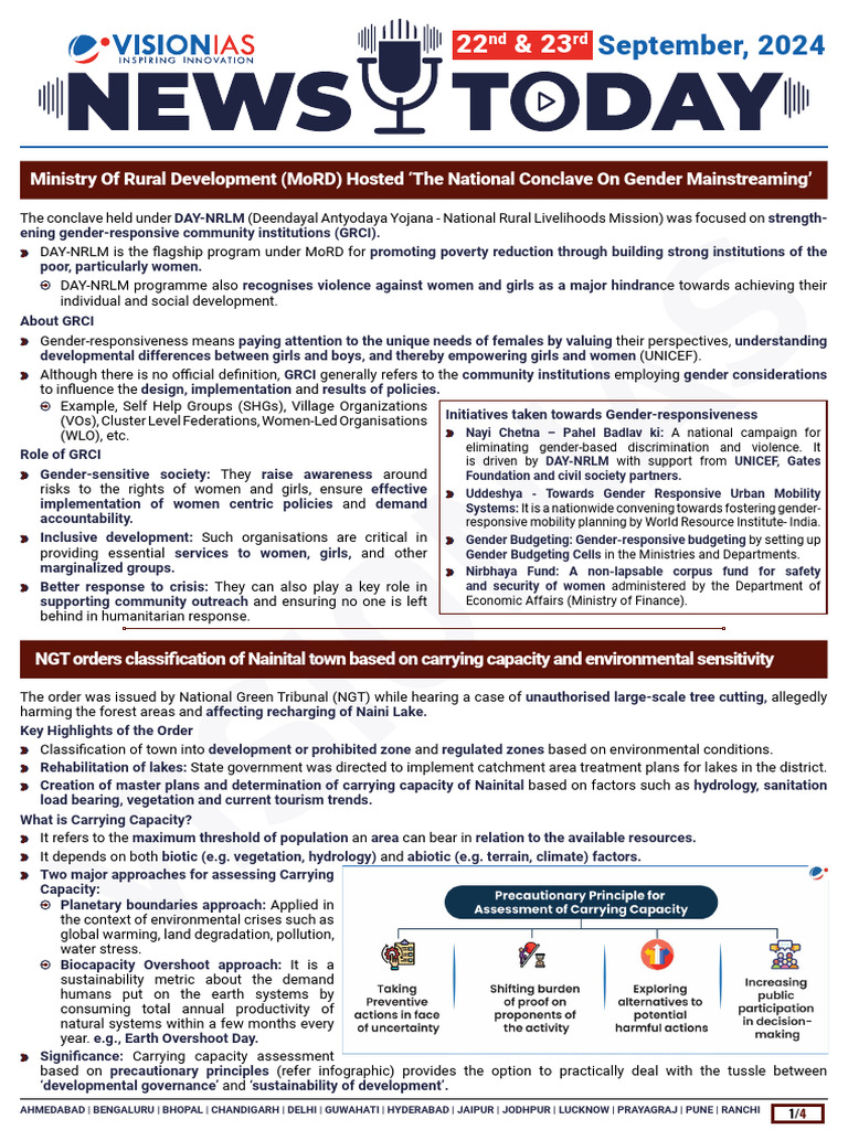 VisionIAS Daily Current Affairs 22 & 23 September 2024 | PDF