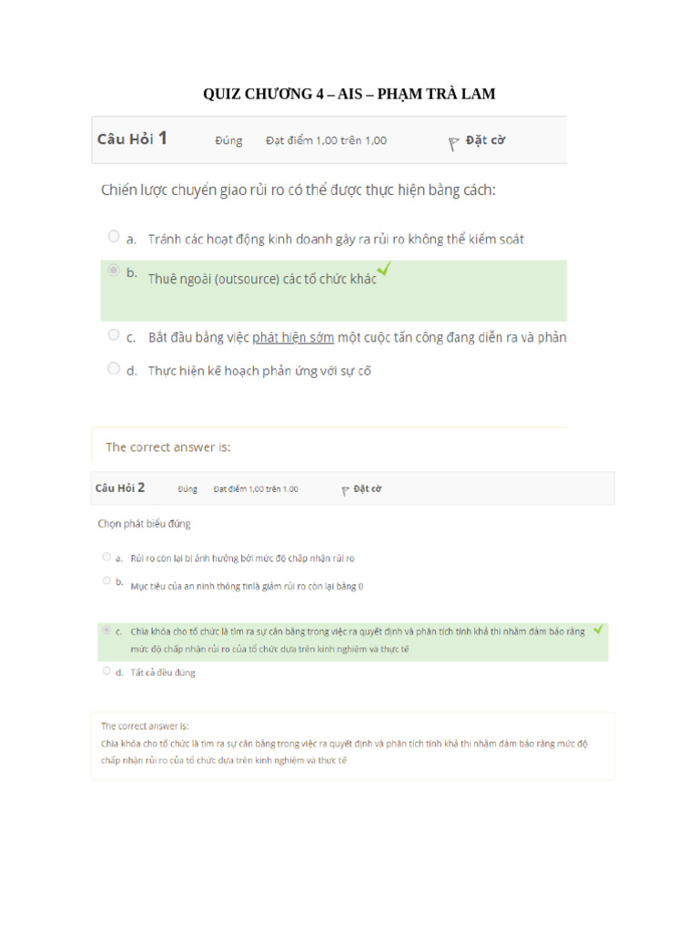 Quiz Chương 4 - Atttkt | PDF