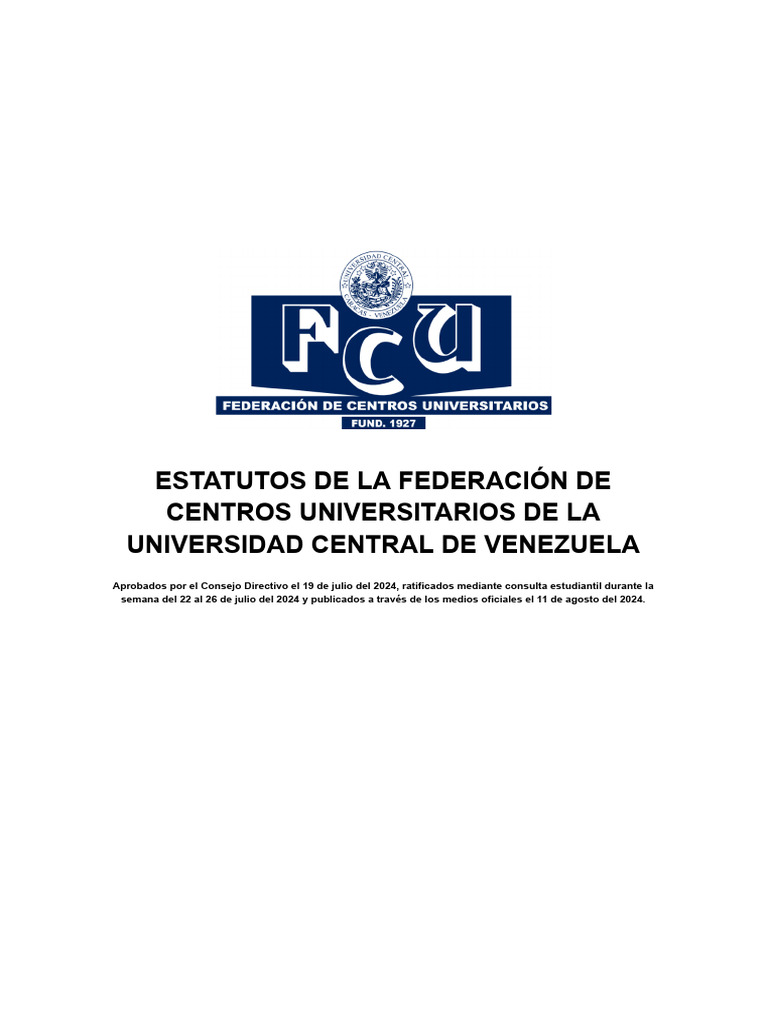 Estatutos de la FCU-UCV 2024 | PDF | Quórum | Junta Directiva