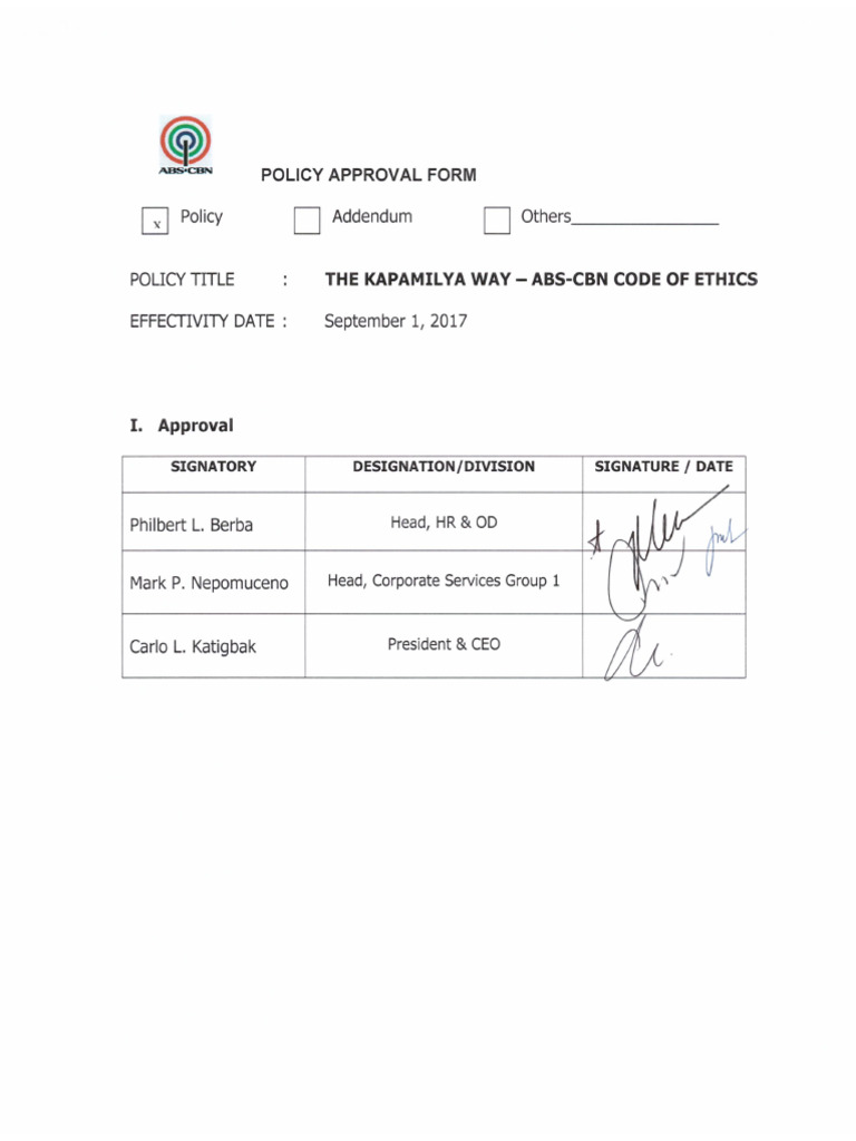 04 handout 7 abs cbn code of ethics pdf