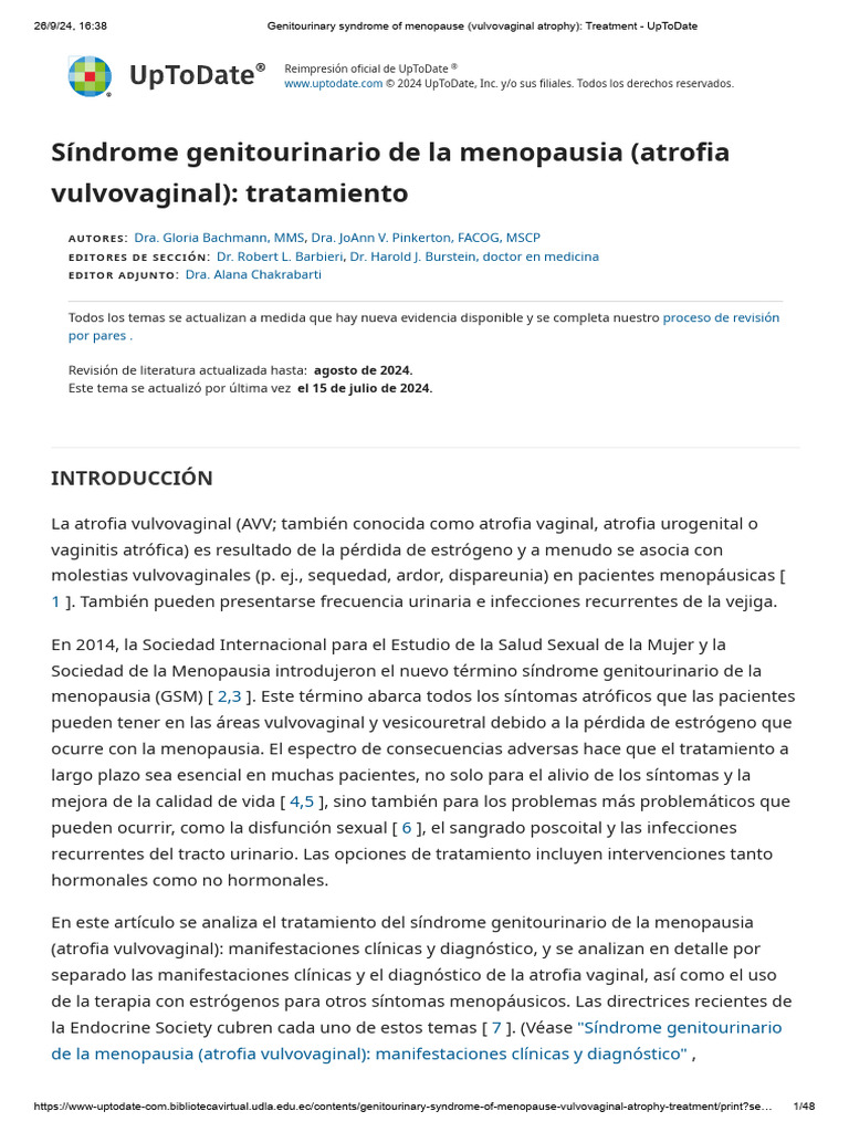 Genitourinary Syndrome of Menopause (Vulvovaginal Atrophy) Treatment UpToDate PDF