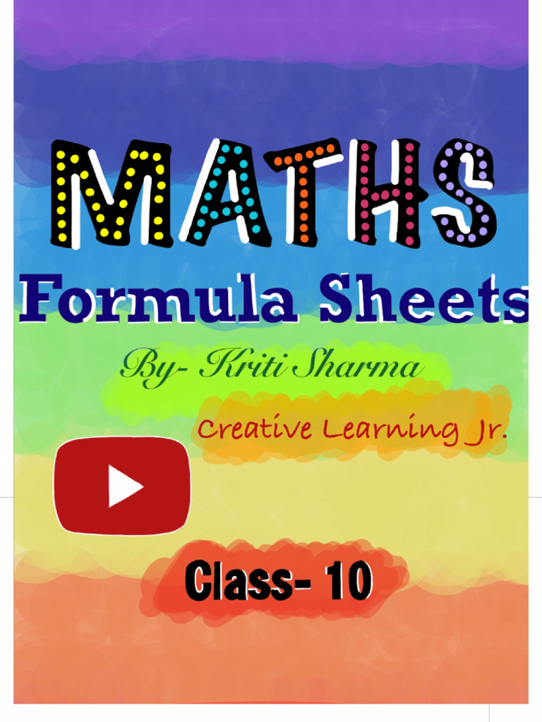 Maths Formula Sheet | PDF