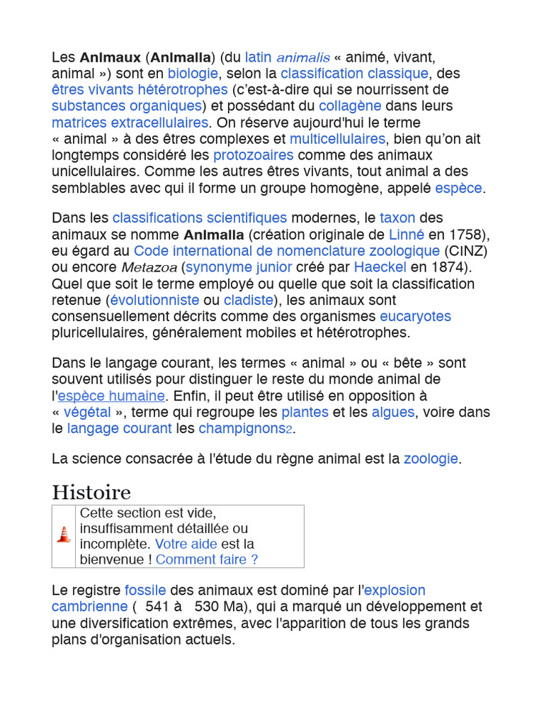 Classification des Animaux et Zoologie | PDF | Biologie | Sciences sociales