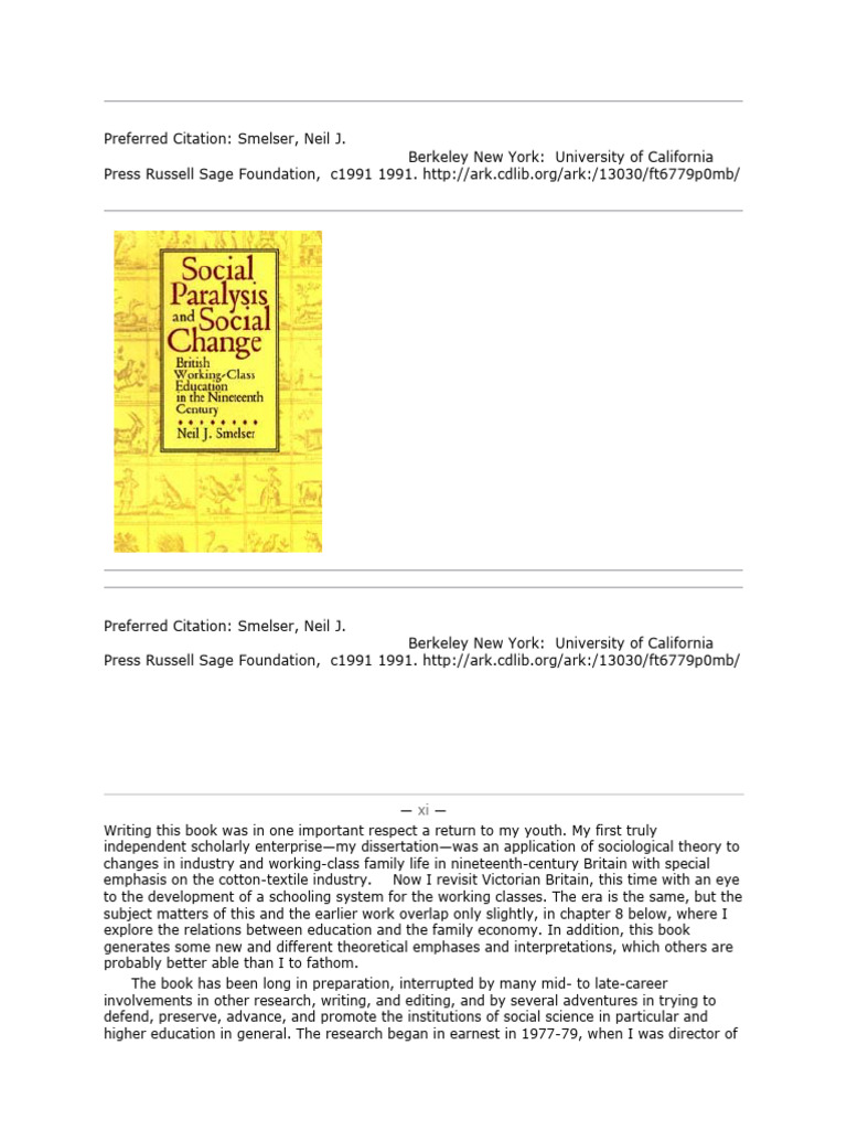 Smelser, Neil J. Social Paralysis and Social Change | PDF