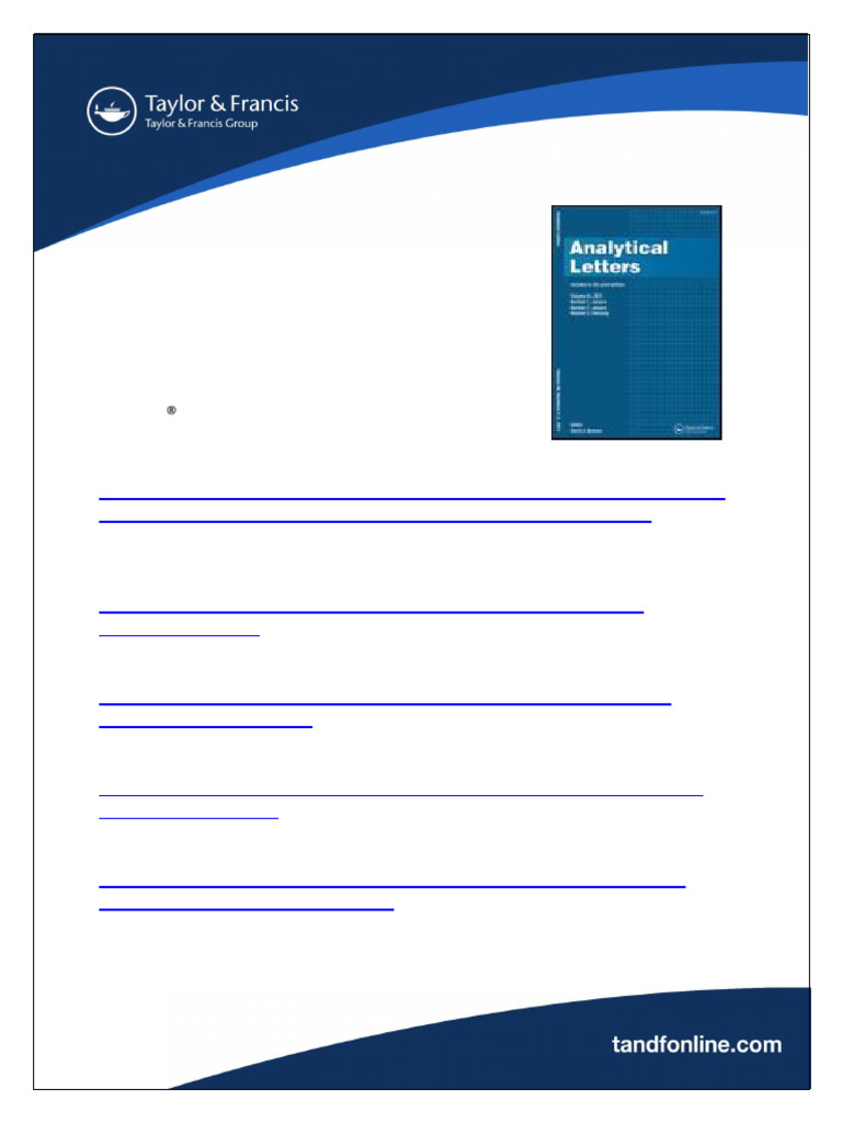 2011 Impact Factor of Analytical Letters | PDF