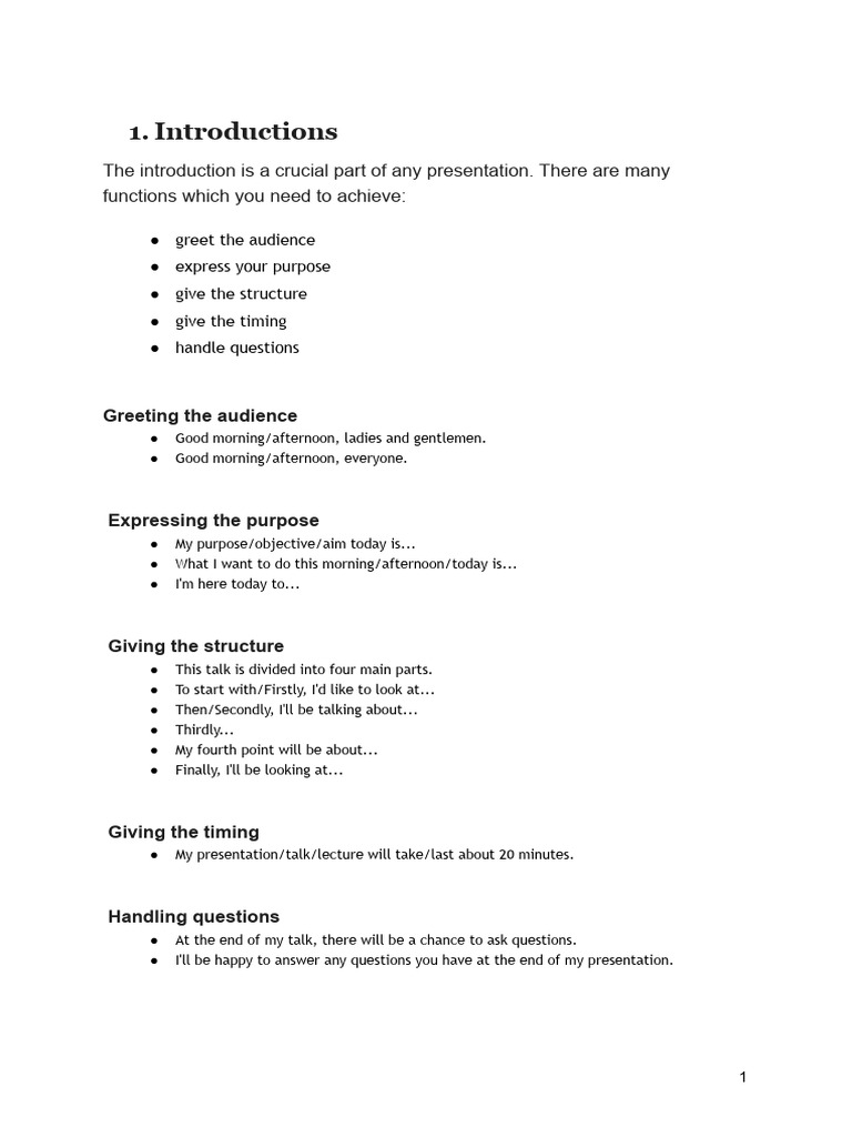 Useful Language - Oral Presentation | PDF