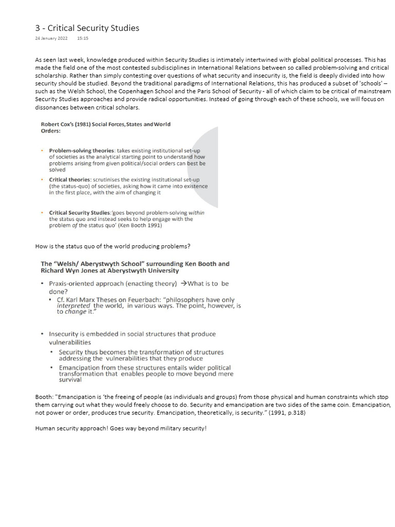 3 - Critical Security Studies | PDF