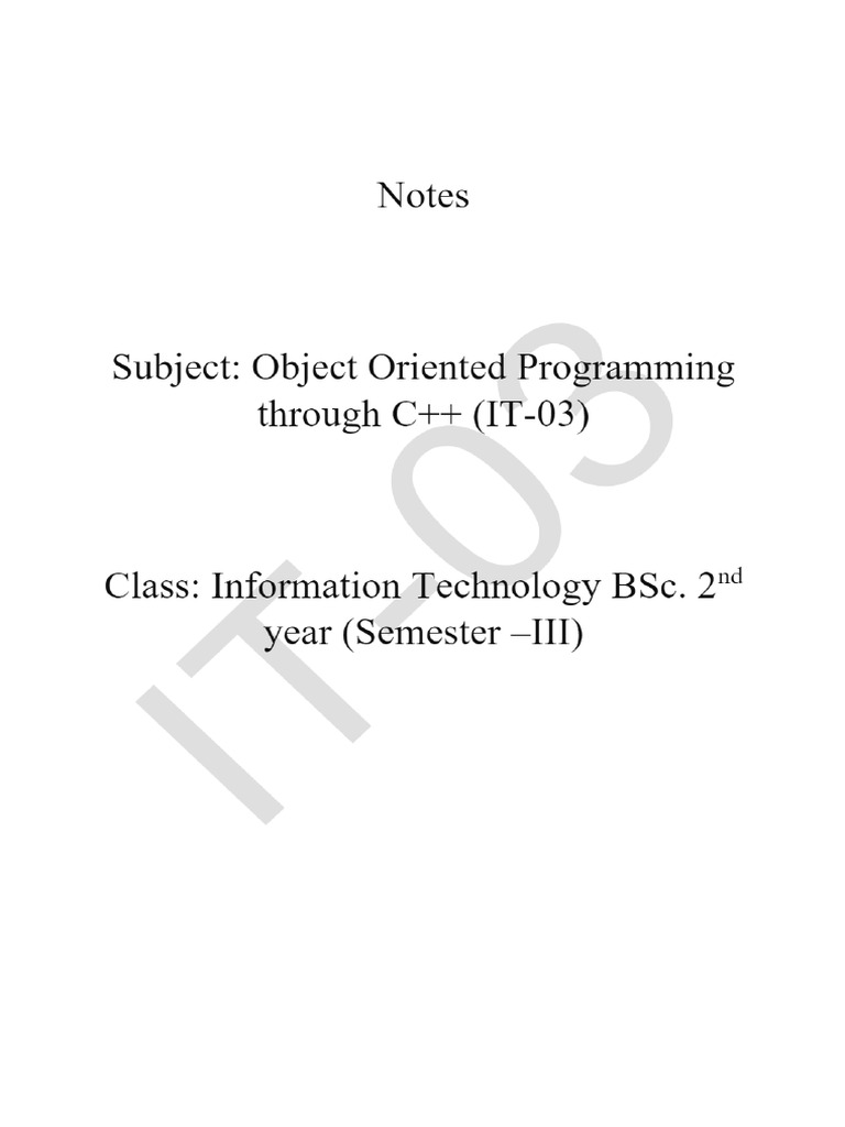 Object Oriented Programming (NOTES) 1 - EDU NOTES | PDF