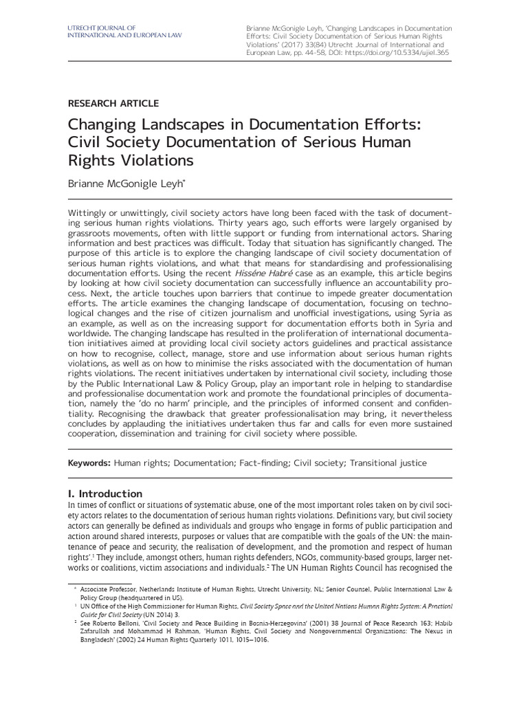 Changing Landscapes in Documentation Efforts: Civil Society ...