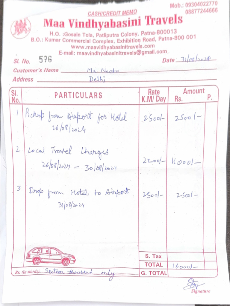 Patna taxi bill pdf