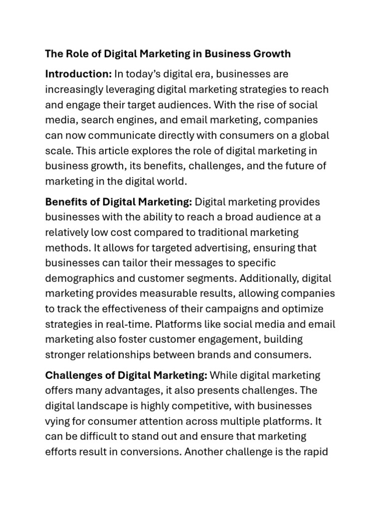 Digital Marketing's Impact on Business Growth | PDF | Digital Marketing ...