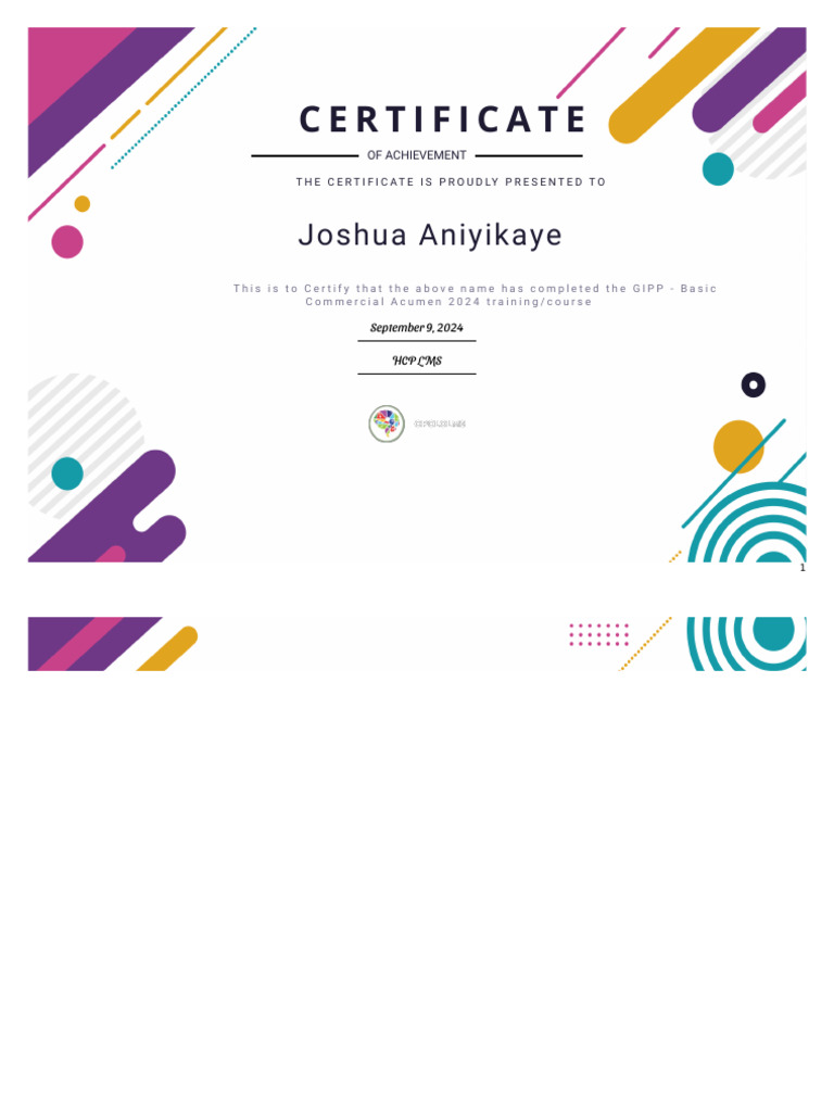 Gipp basic commercial acumen 2024 certificate pdf