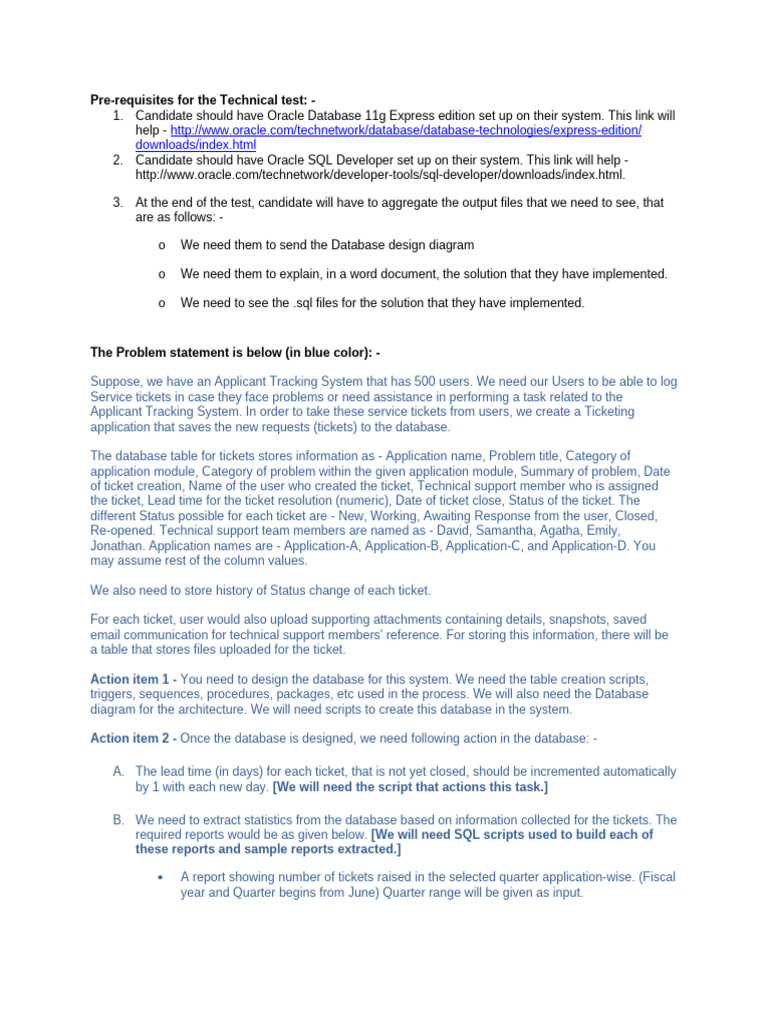 Junior Oracle Technical Consultant Test | PDF